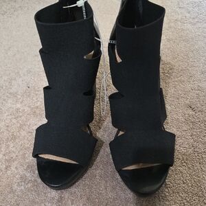 Report Black Open-Toe Heeled Boots